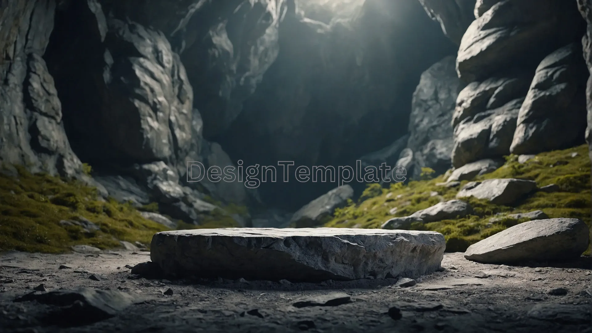 Stunning Photo of Mountain Cave Stone Theme Circle Podium image